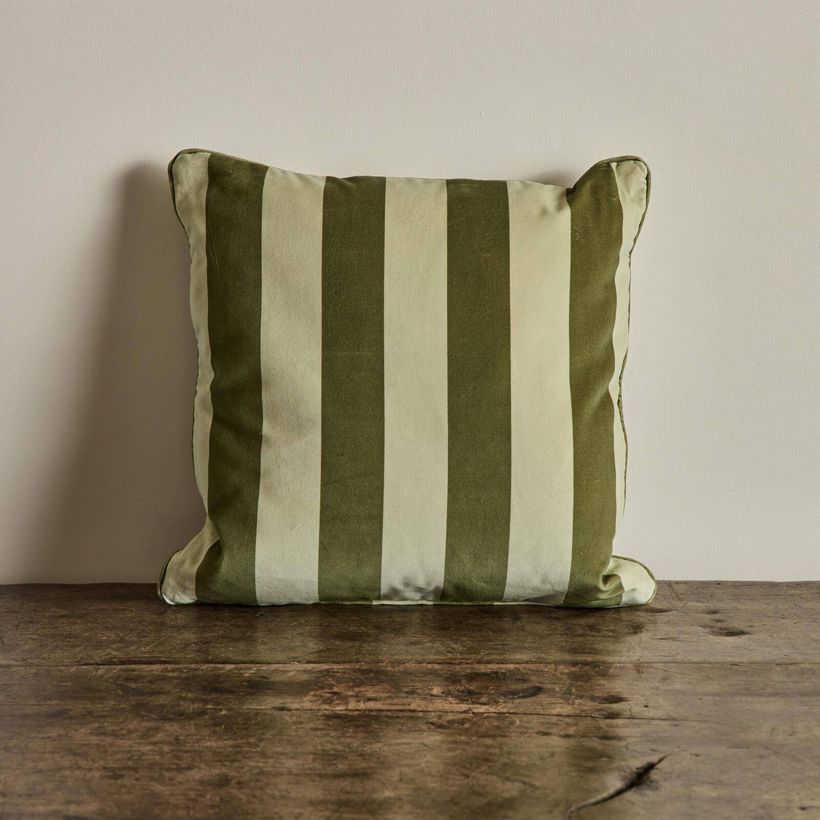 CAMELOT STRIPE Velvet Cushion - Juniper